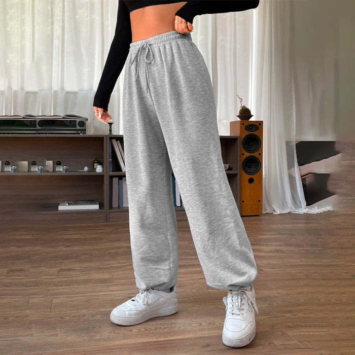 Drawstring Waist Plain Solid Sweatpants