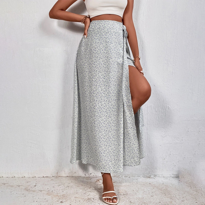 Ditsy Floral Tie Side Wrap Skirt