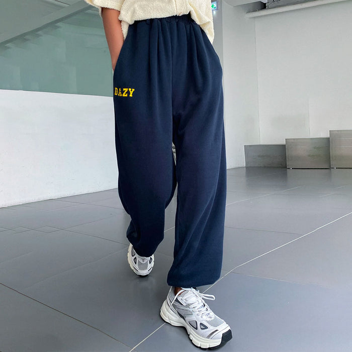 Letter Print Slant Pocket Sweatpants