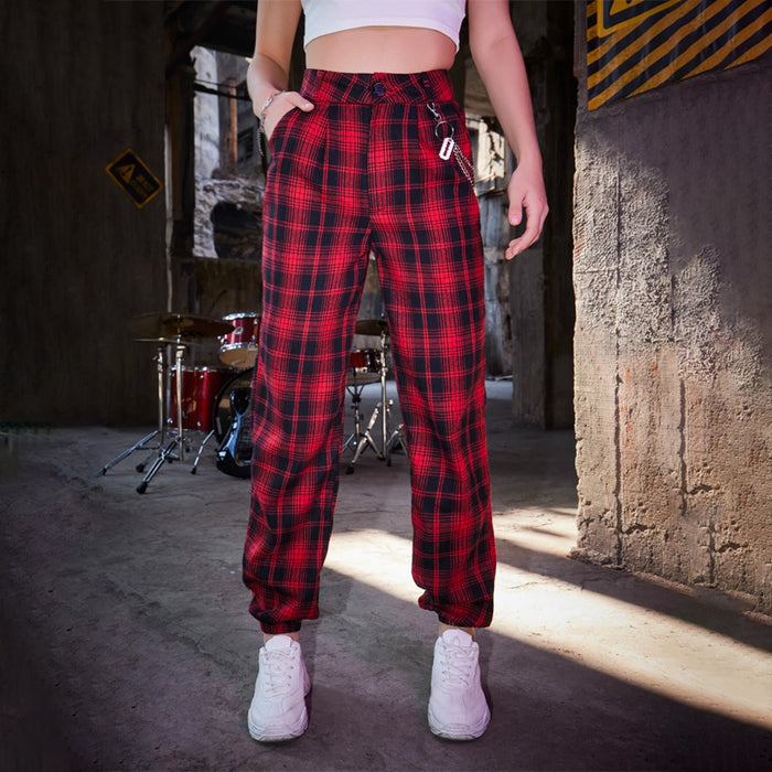 Grunge Punk Kpop Tartan Print Pants