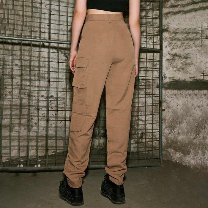 Solid Cut Out Cargo Pants