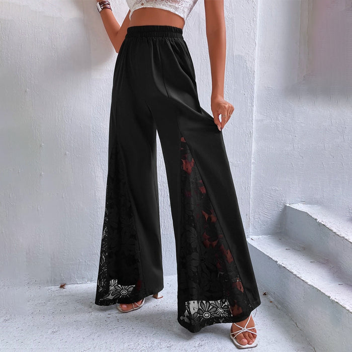 Lace Insert Wide Leg Pants