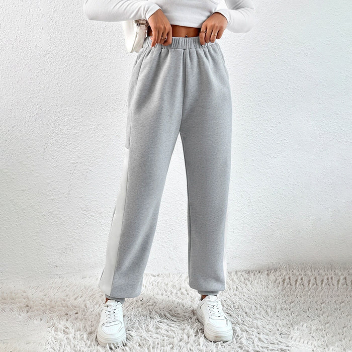 Contrast Side Seam Elastic Waist Sweatpants