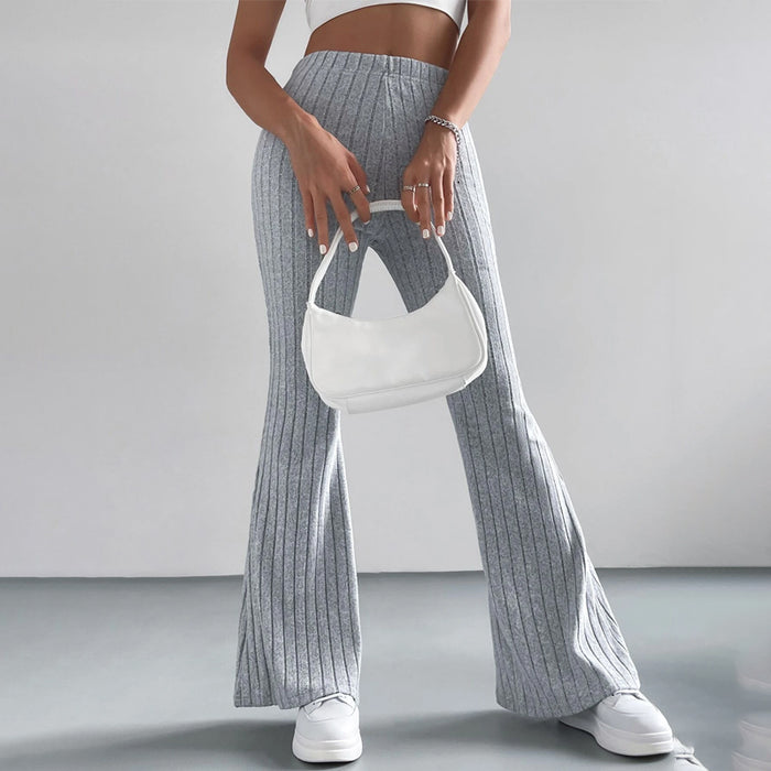 High Waist Casual Rib Knit Pants