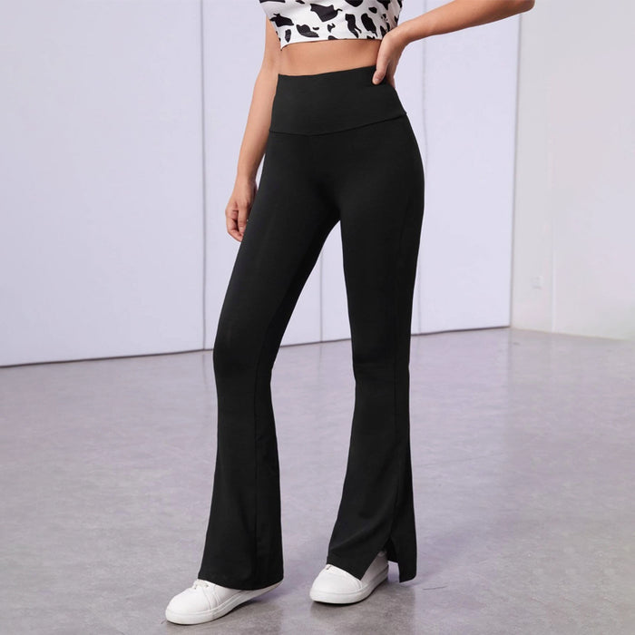 Wideband Waist Split Hem Flare Leg Pants