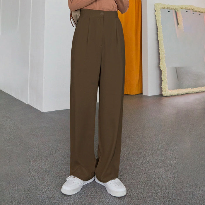 Solid Slant Pocket Wide Leg Pants