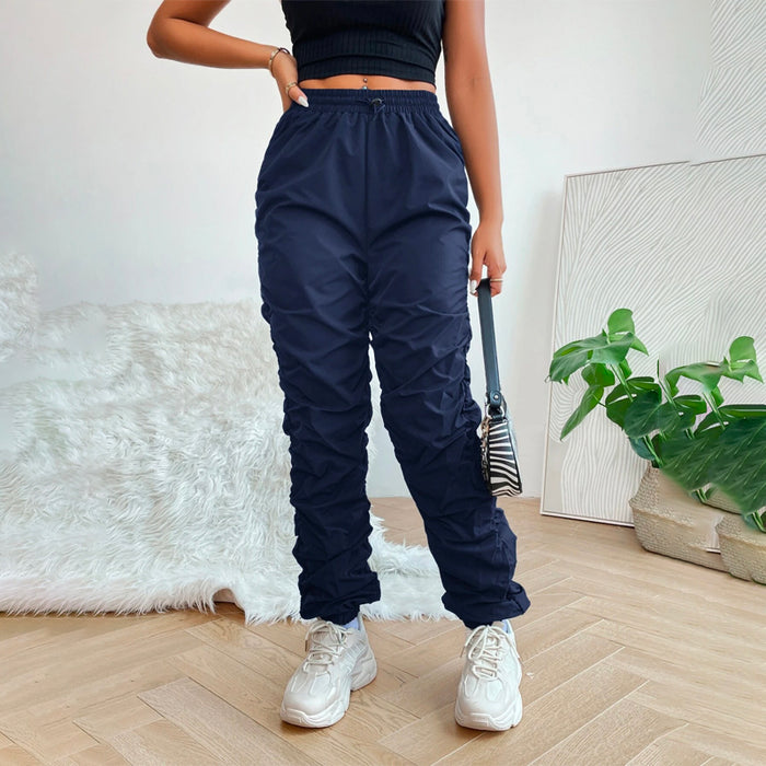 Drawstring Waist Solid Pants