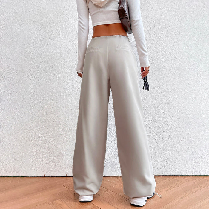 Solid Drawstring Waist Casual Pants