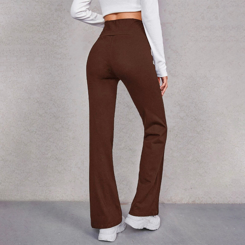 Wide Waistband Flare Leg Pants