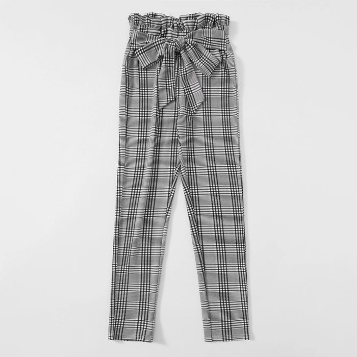 Waist Belted Plaid Pants