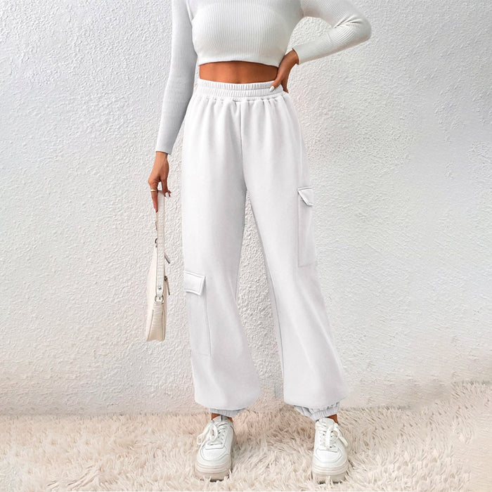 Flap Pocket Side Elastic Waist Casual Sweatpants