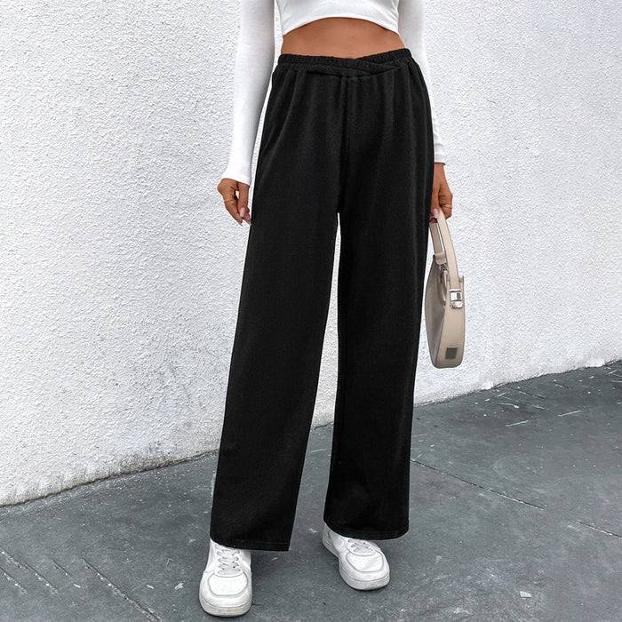 Easy Wear Solid Elastic Waist Wide Leg Pants