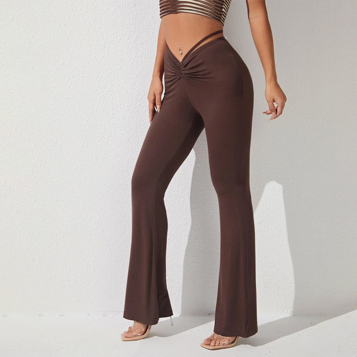 High Waist Ruched Flare Leg Pants