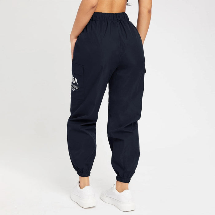 Slogan Patched Drawstring Pants