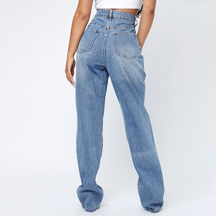 High Waist Straight Leg Jeans For Women