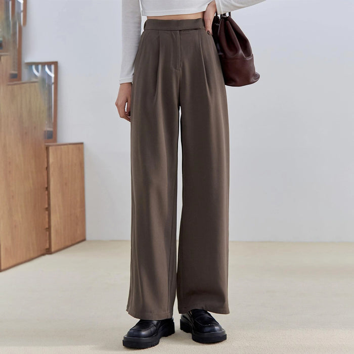 High Waist Plicated Detail Wide Leg Pants