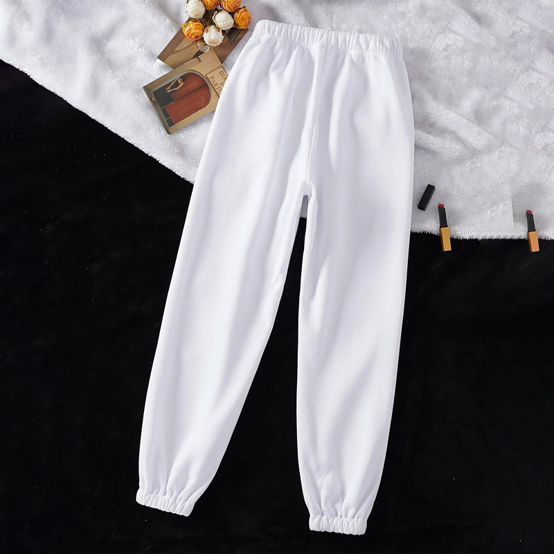 Solid Drawstring Waist Cropped Sweatpants