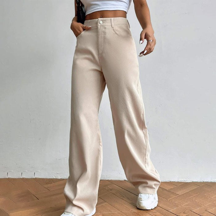 High Waist Button Front Wide Leg Pants