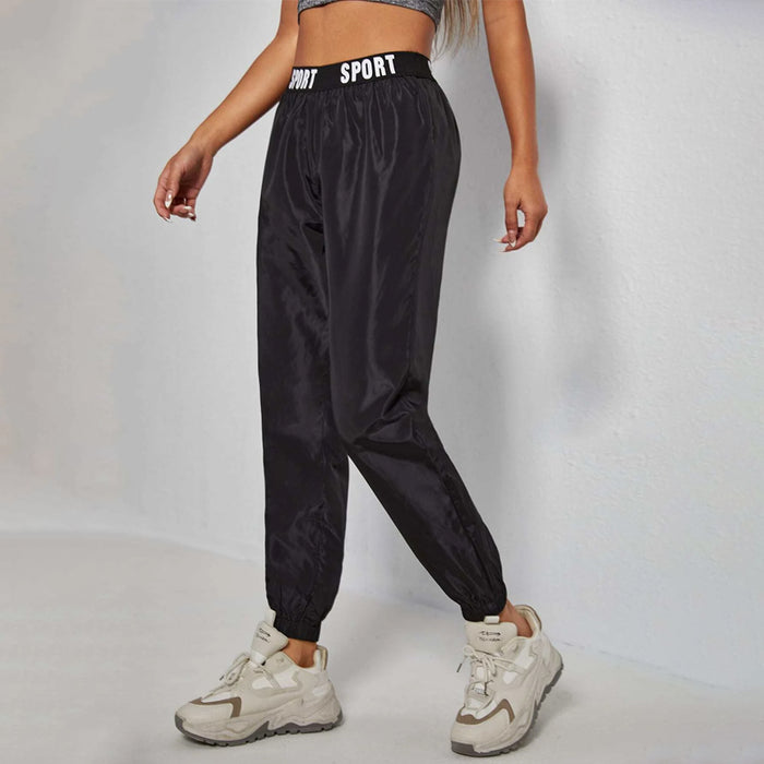 Contrast Letter Tape Tapered Pants