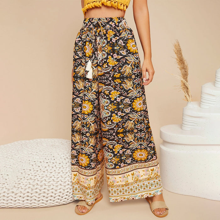 Floral Print Wide Leg Pants