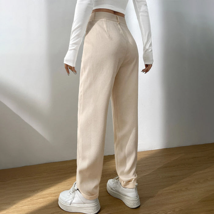 Tapered High Waist Fold Pleated Pants