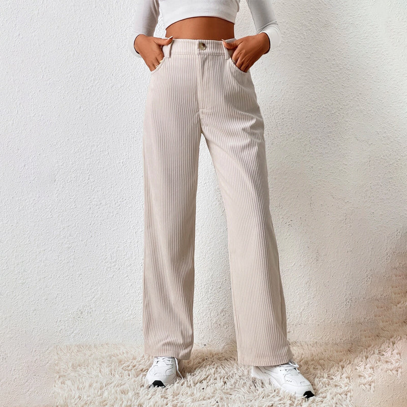 High Waist Zipper Fly Straight Leg Pants