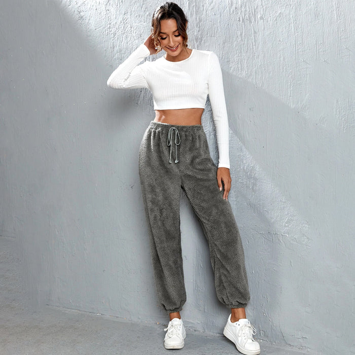 Solid Drawstring Waist Regular Fit Pants