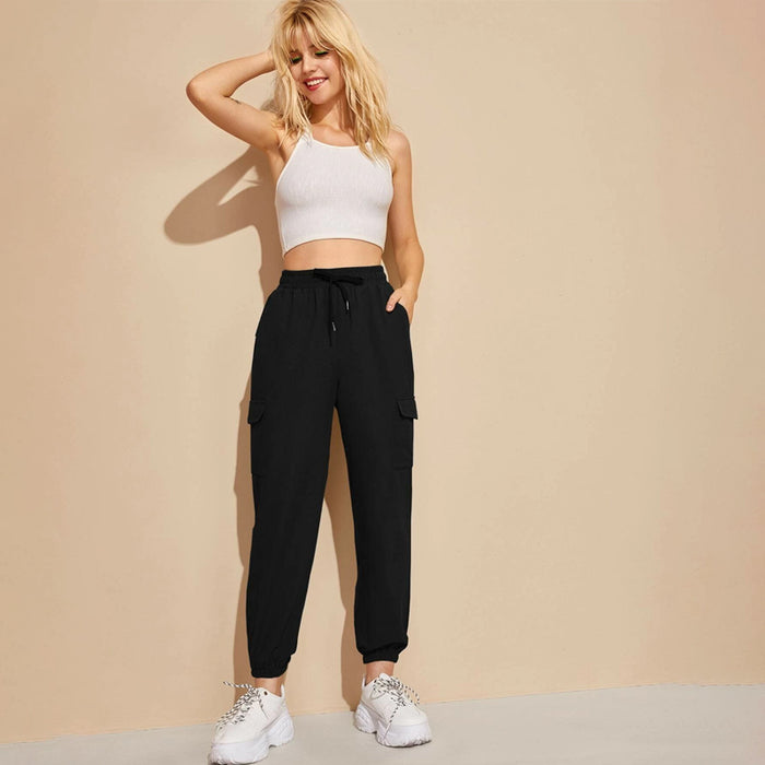 High Rise Drawstring Cargo Joggers