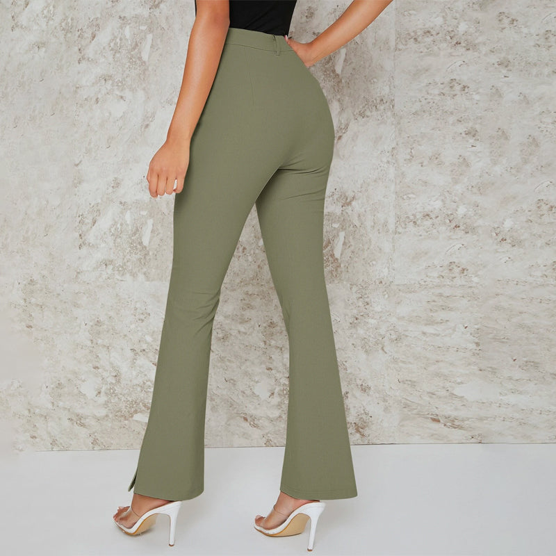 Slit Hem Inverted Seam High-Rise Split Pants