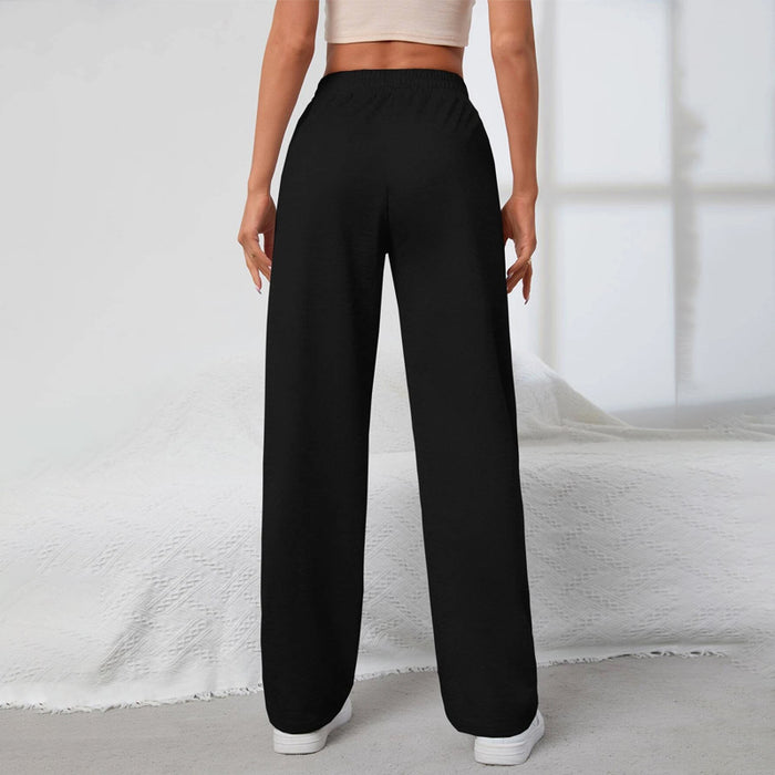 Solid Long Elastic Waist Loose Sweatpants