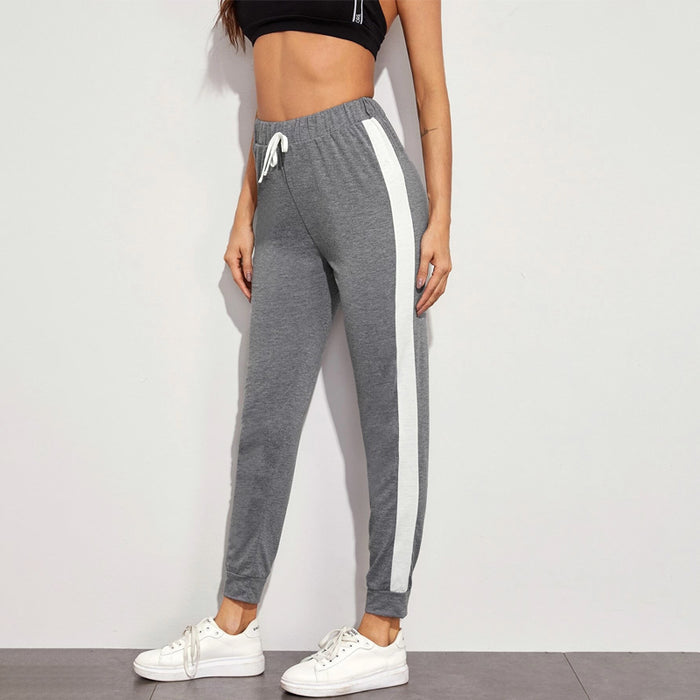 Contrast Panel Drawstring Waist Sweatpants