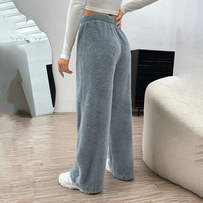 Fur High Waist Straight Leg Pants