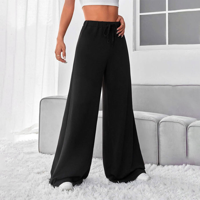 Solid High Waist Wide Leg Sweatpants