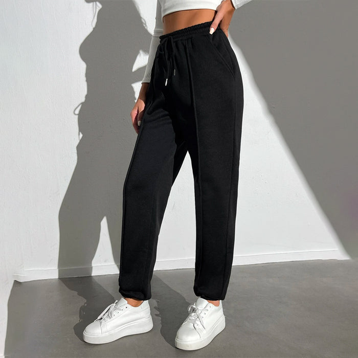 Solid Drawstring Waist Seam Detail Sweatpants