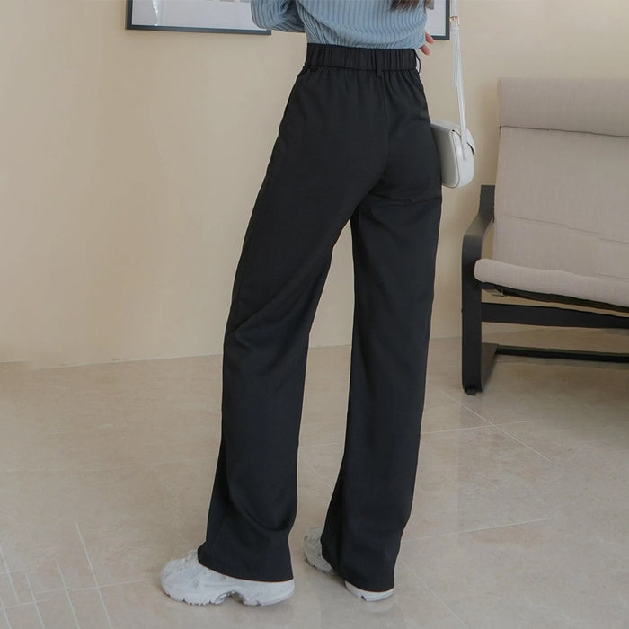 Easy Wear Solid Straight Leg Pants