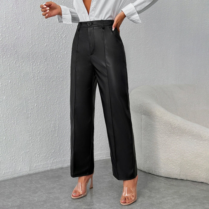 Easy Wear High Waist Leather Pants