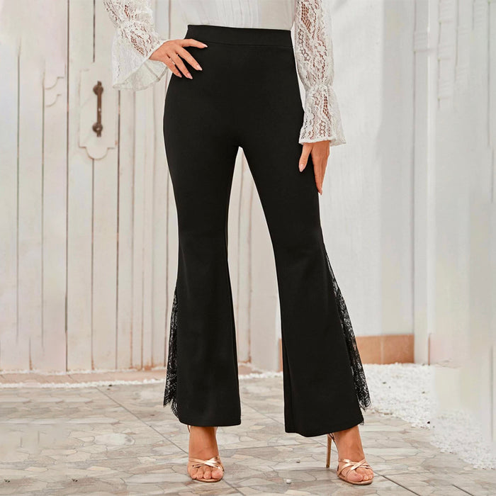 Lace Insert Flare Leg Pants