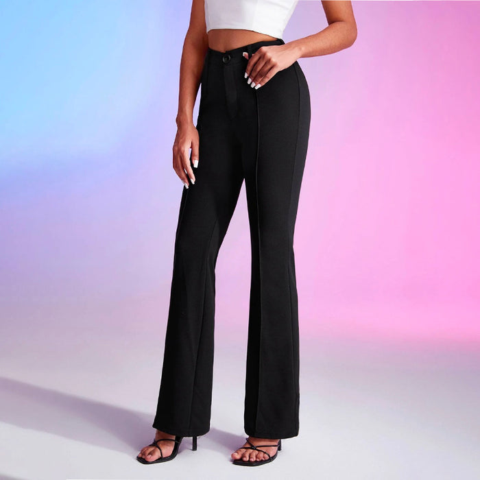 High Waist Seam Detail Flare Leg Pants