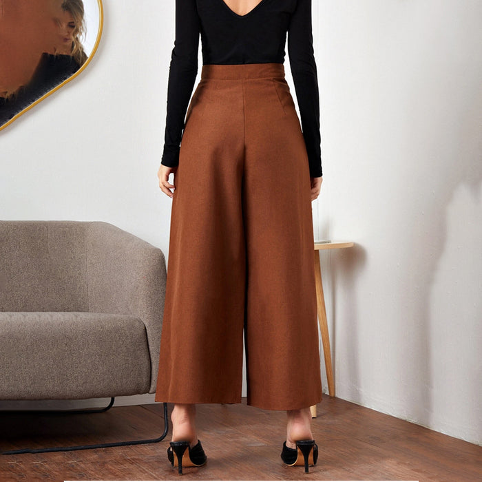 Pleated Detail Wide Leg Pants