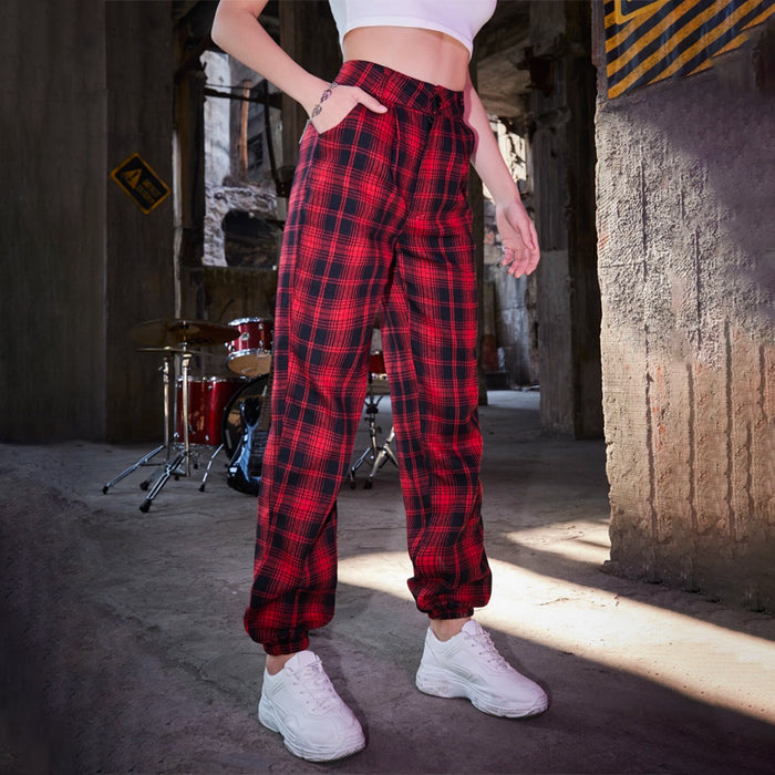 Grunge Punk Kpop Tartan Print Pants