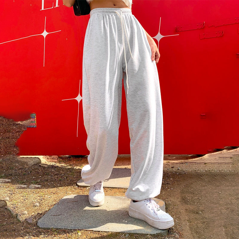 Plain Drawstring Waist Sweatpants