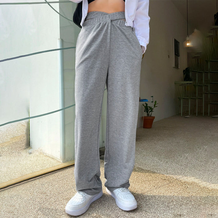 Cut Out Waist Slant Pockets Sweatpants