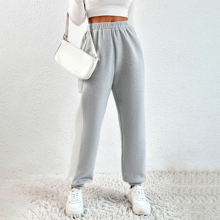 Contrast Side Seam Elastic Waist Sweatpants