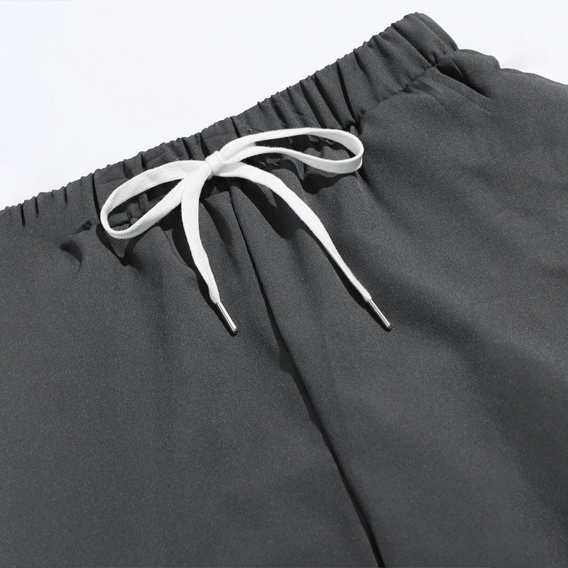Letter Embroidery Drawstring Waist Carrot Pants