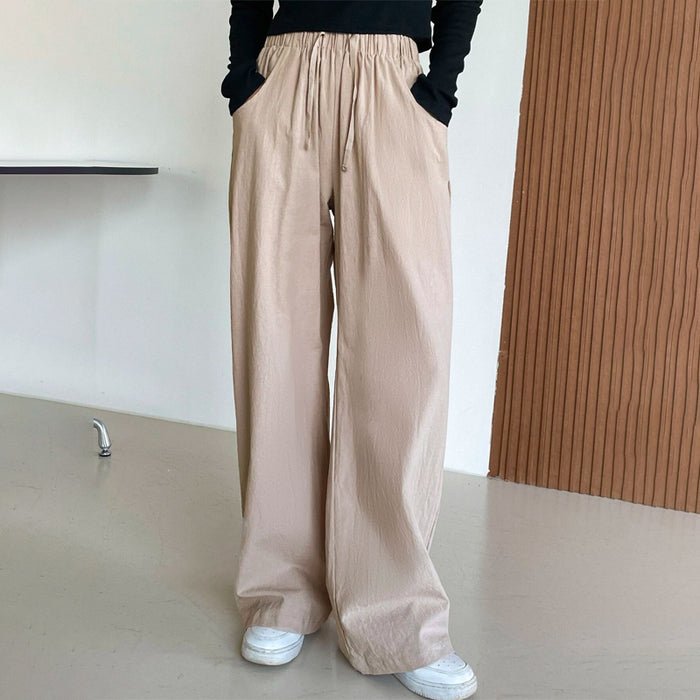 Drawstring Waist Wide Leg Mopping Pants