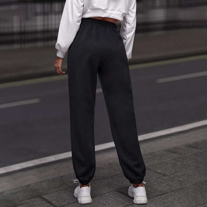 Letter Patched Drawstring Waist Sweatpants