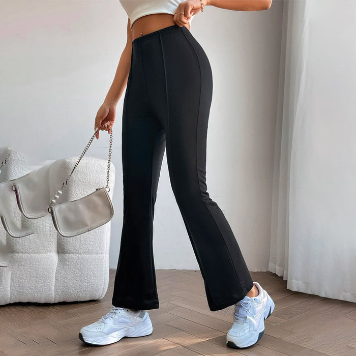 Solid Seam Detail Flare Leg Sweatpants