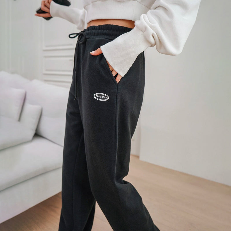Patched Detail High Waist Sweatpants