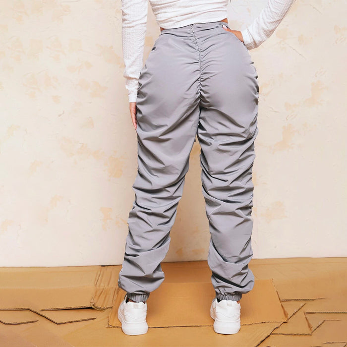 Drawstring Waist Stacked Pants