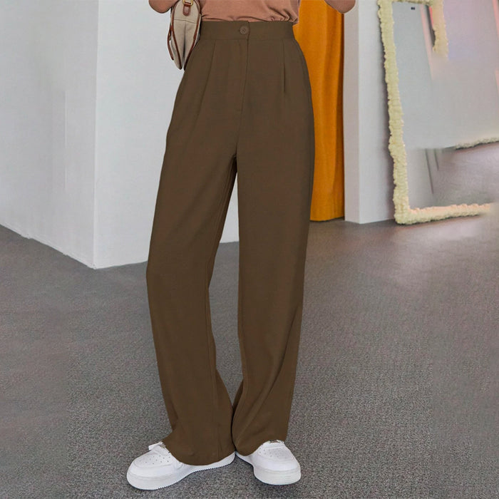 Solid Slant Pocket Wide Leg Pants